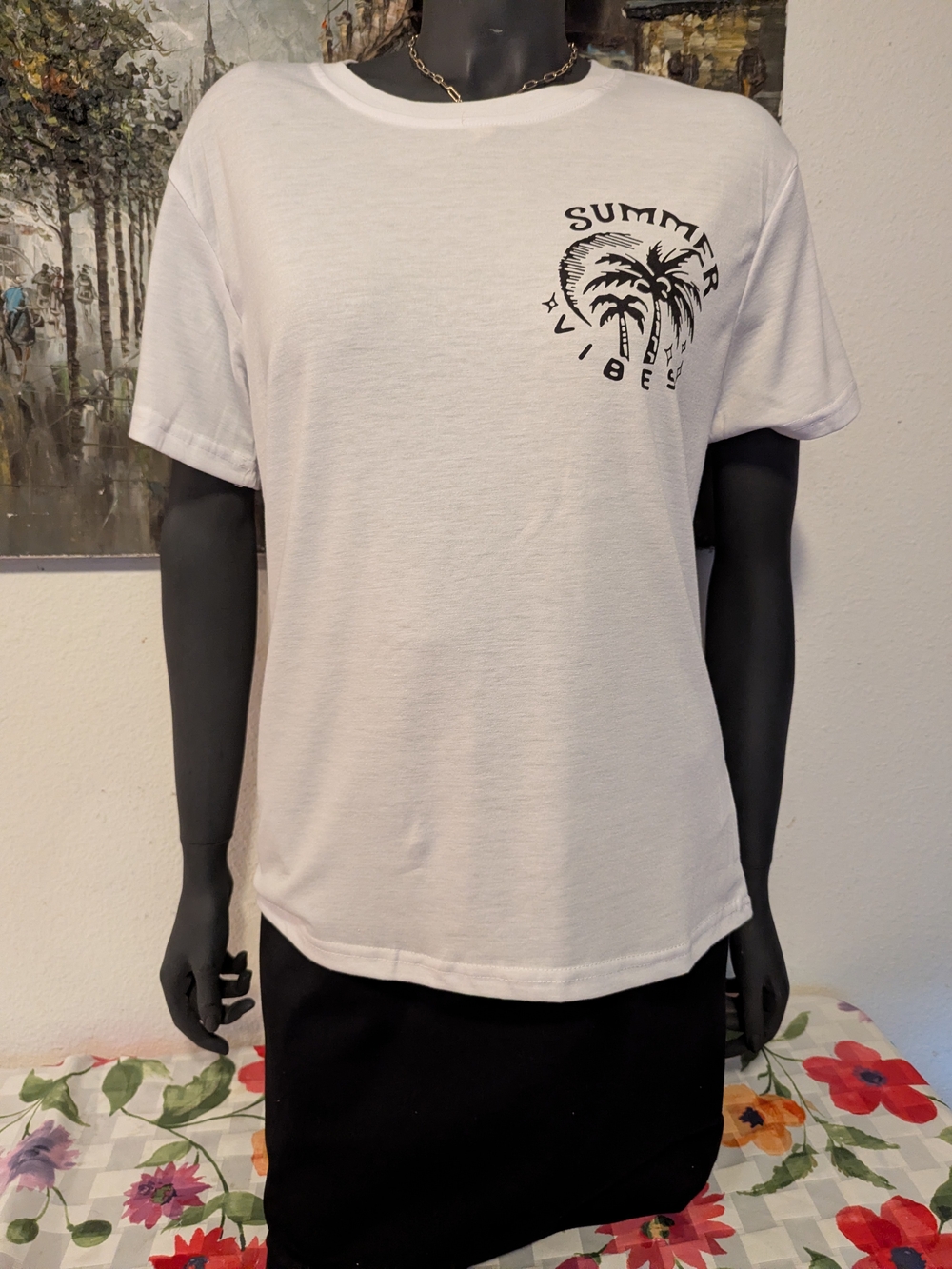 Summer Vibes White Graphic Tee - Men's Casual Shirt